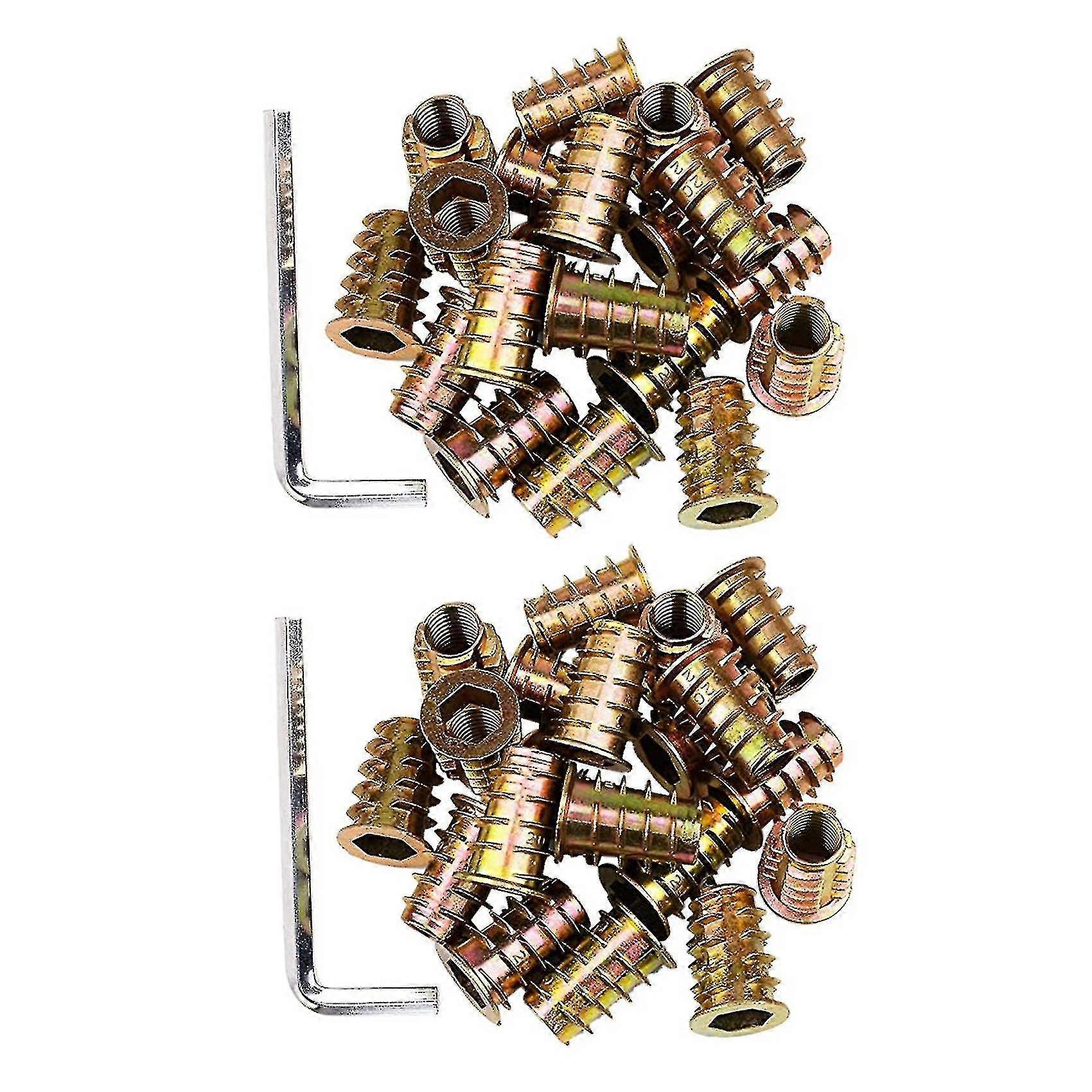 200pcs M6 X 15mm Furniture Screw In Nut Threaded Wood Inserts Bolt Fastener Connector Hex Socket Dr PXCL