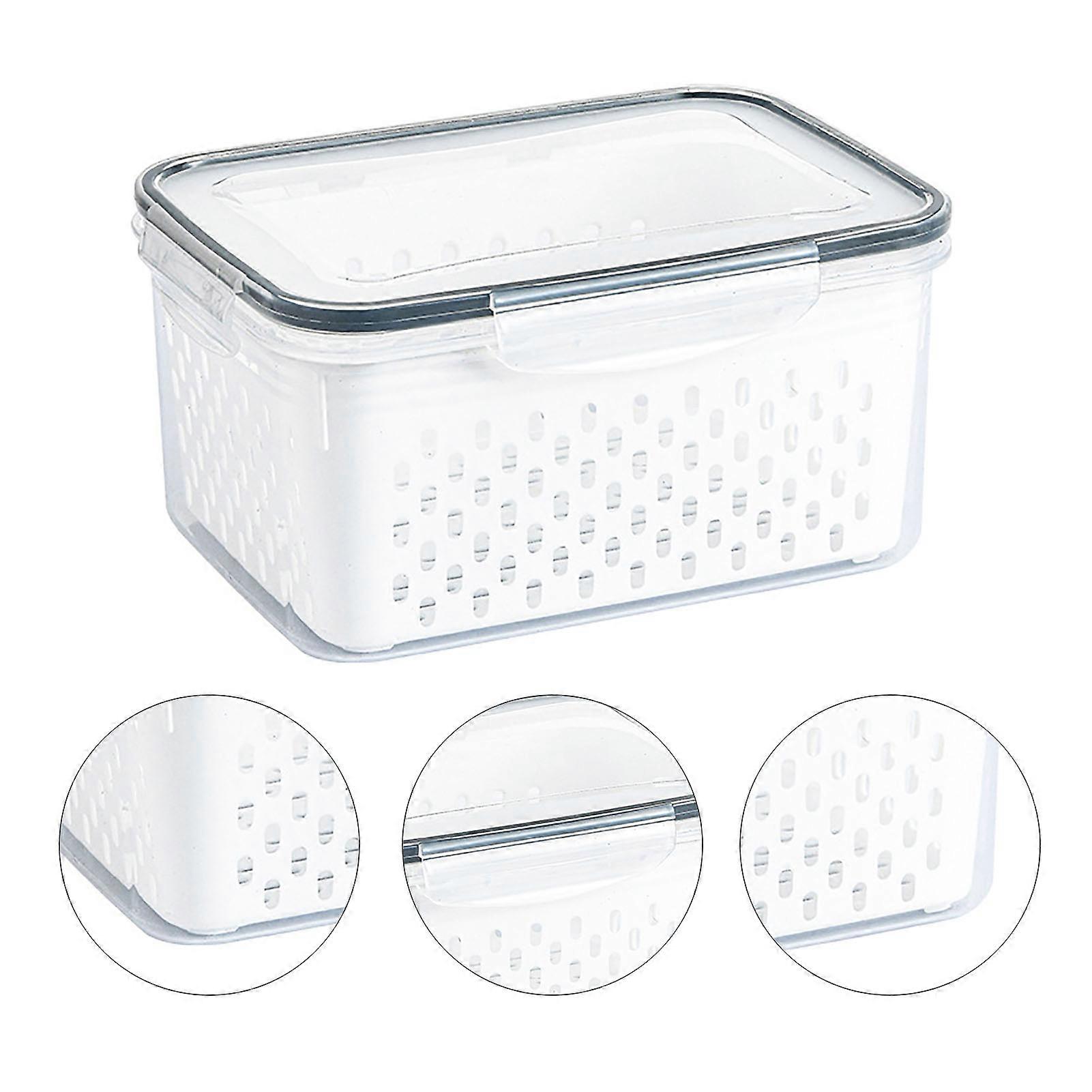 Drain Storage Basket Box Transparent Fruit Vegetable Storage Container compatible Kitchen Supplies 3300ML
