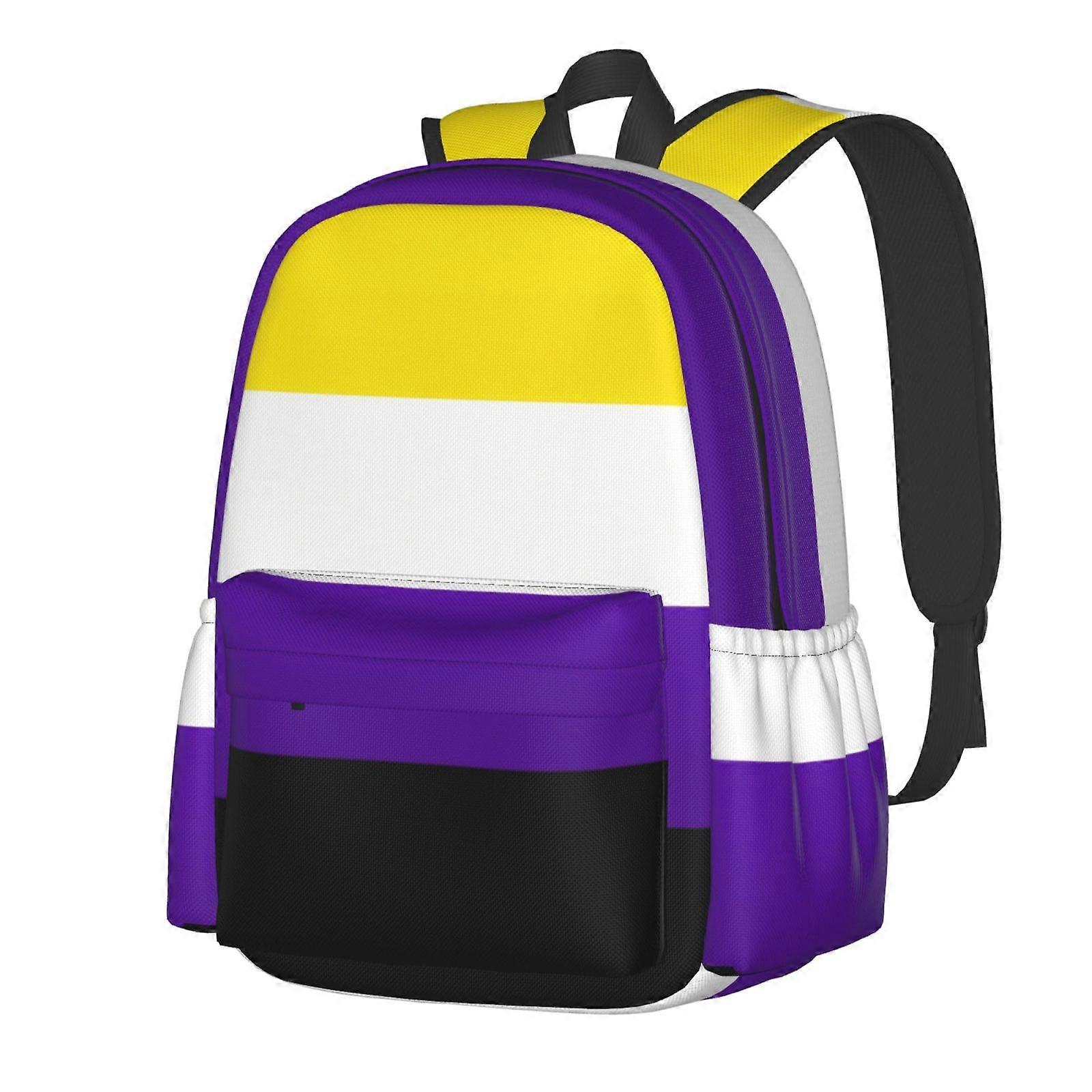 Non-Binary Pride Flag Backpack,Large Capacity Travel Backpack,Laptop Backpack,Water Resistant Backpack For Women Men