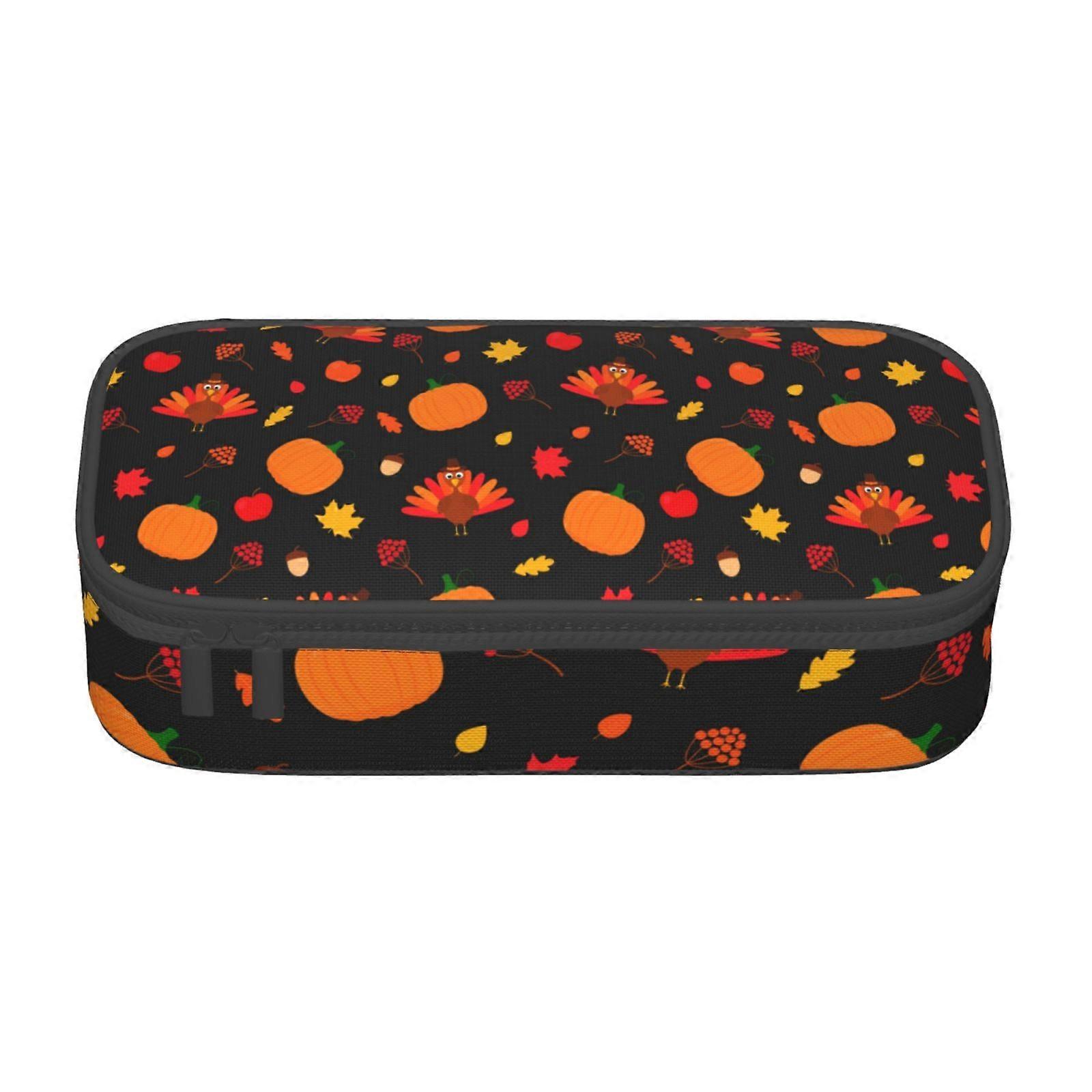 عيد الشكر تركيا القيقب واليقطين مقلمة حقيبة كبيرة السعة قلم رصاص حقيبة ماكياج اللوازم المكتبية القرطاسية صندوق قلم رصاص مع سحاب