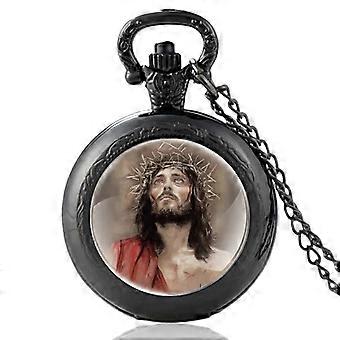 Christus Jesus trägt eine Dornenkrone Design Quarz Taschenuhr Männer Frauen Anhänger Halskette Stunden Uhr Geschenke