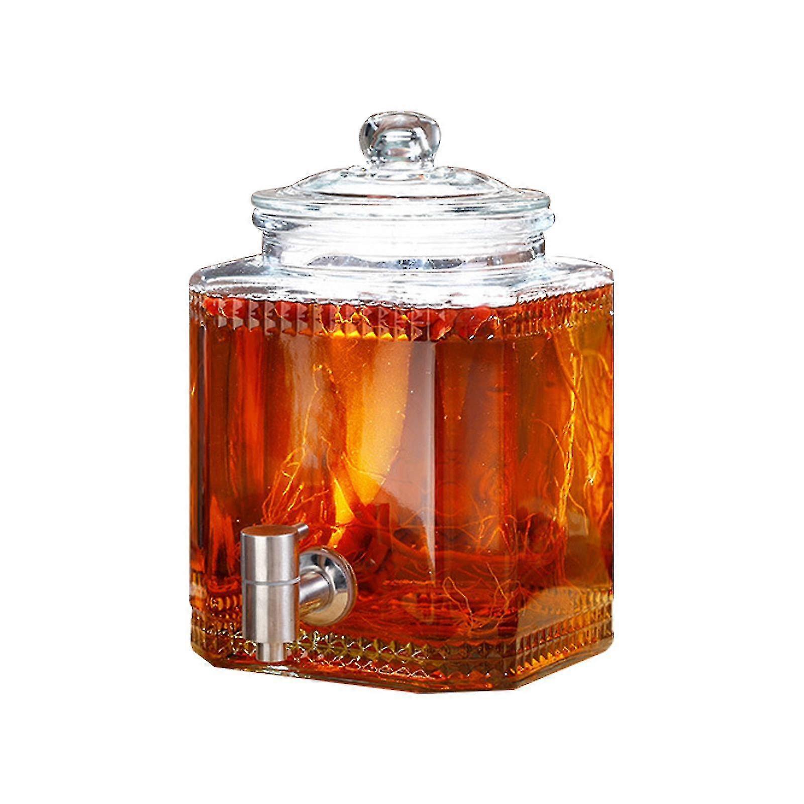 Glass Drink Dispenser,3000ml/203oz Beverage Dispenser With Faucet And Lid,for Juice,ice Water,wine 100% NEW