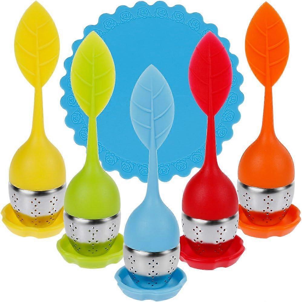 5PCS Tea Infuser Set Silicone Diffuser Tea Ball Stainless Steel Tea Filter Tea Diffuser With Saucers