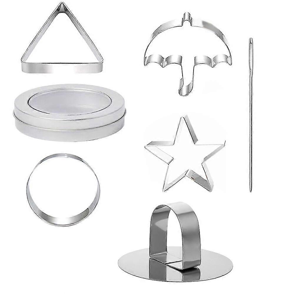 7Pcs Interesting Cookie Making Tools Cake Decoration Tools Biscuit Candy Box (Silver)