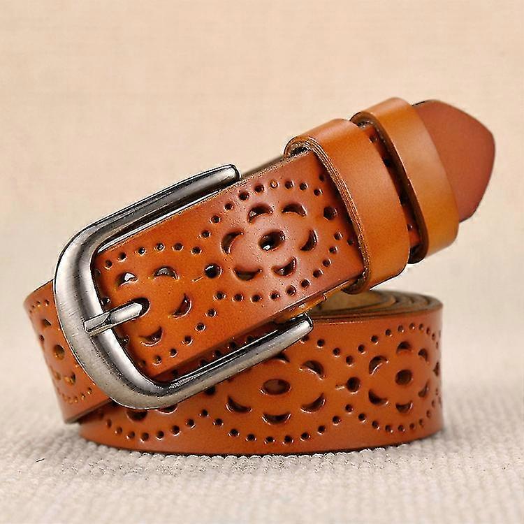 Women's Leather Belt For Dress-2.8cm Width: Brown Jeans Pants Women Girls Waist Belt Aluminum Buckle
