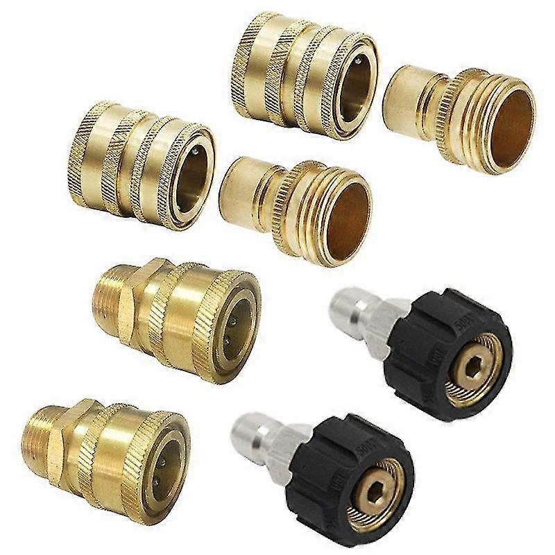 High Pressure Washer Adapter Kit, Quick Disconnect Kit, 1/4 Union 3/8 Push-in Female M14 Threaded Fittings Pack of 8
