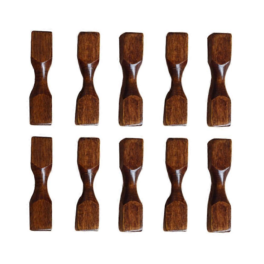 10pcs Japanese Style Creative Dumbbell-shaped Wooden Chopsticks Rest Stand for Home (Brown)