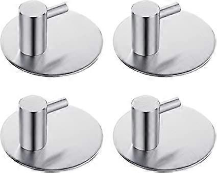 4 Pack Rustproof Stainless Steel Stick on Hooks Self Adhesive from, Waterproof Strong Bonding Power Sticky Hooks