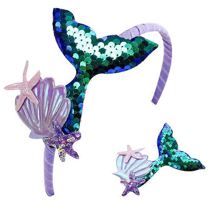 2pcs Mermaid hair headband set shell starfish hair clip