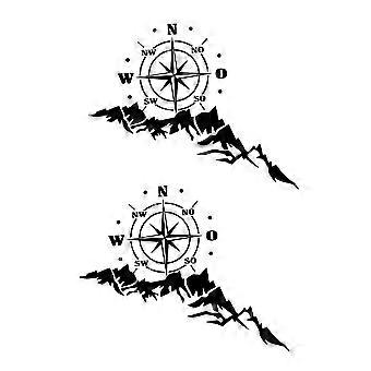 2pcs 35x65cm Vinyl Auto Decal Navigate Car Sticker Compass Totem Mountain Compass Hood Car Door Sti
