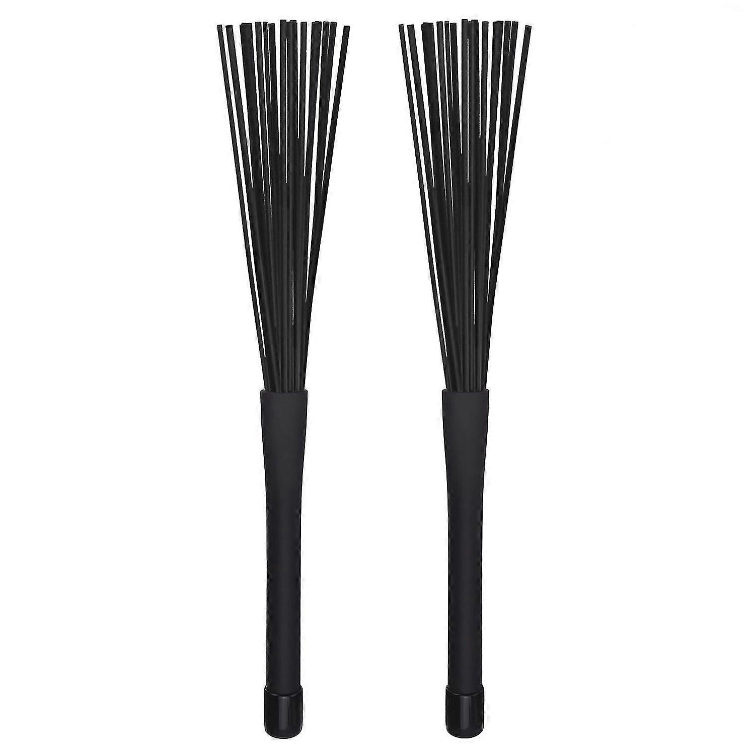 1 Pair Jazz Drum Brushes Retractable Drum Sticks 32 Cm Black