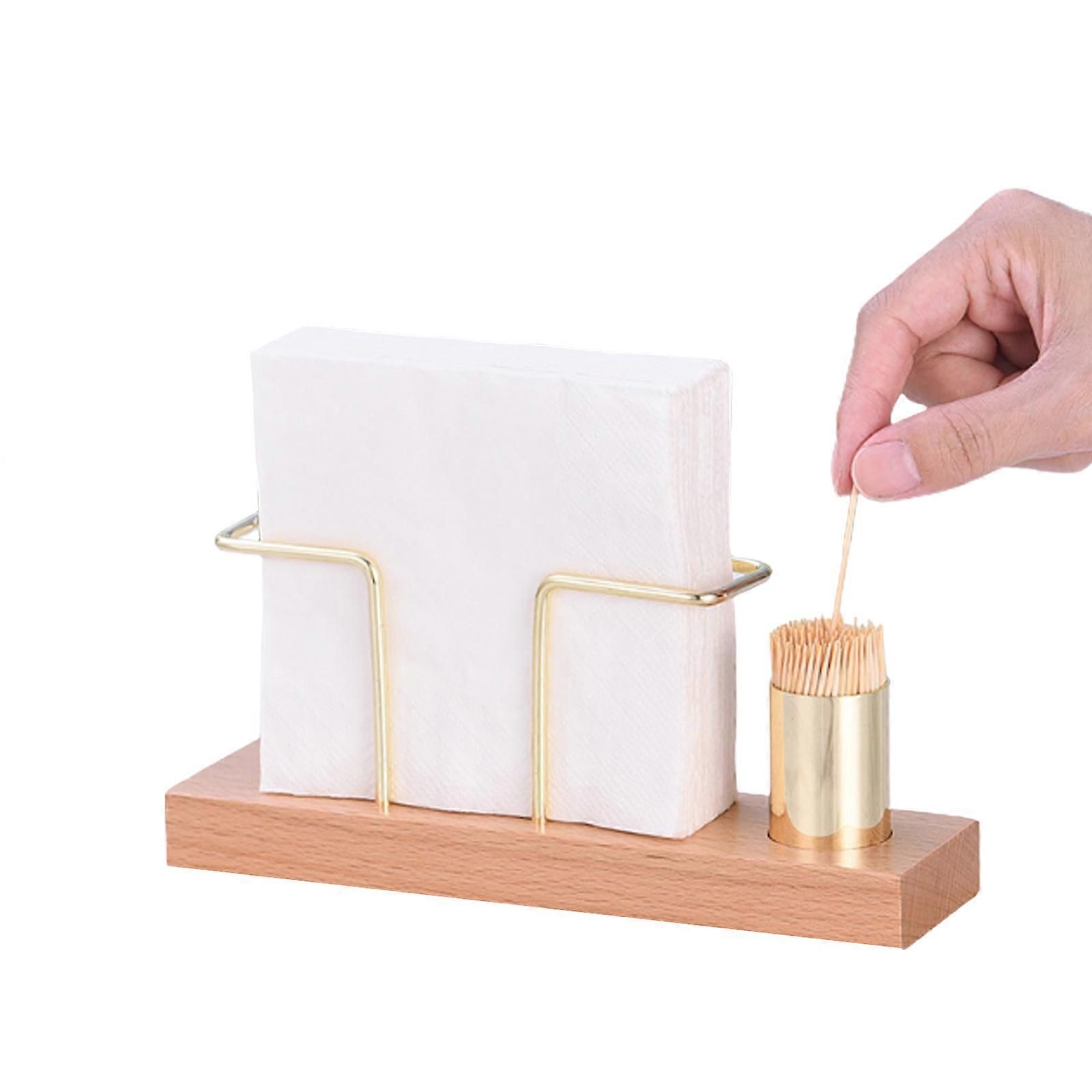 Wood Based Creative Vertical Paper Towel Holder With Toothpick Box Multi-Functional Restaurant Napkin Holder