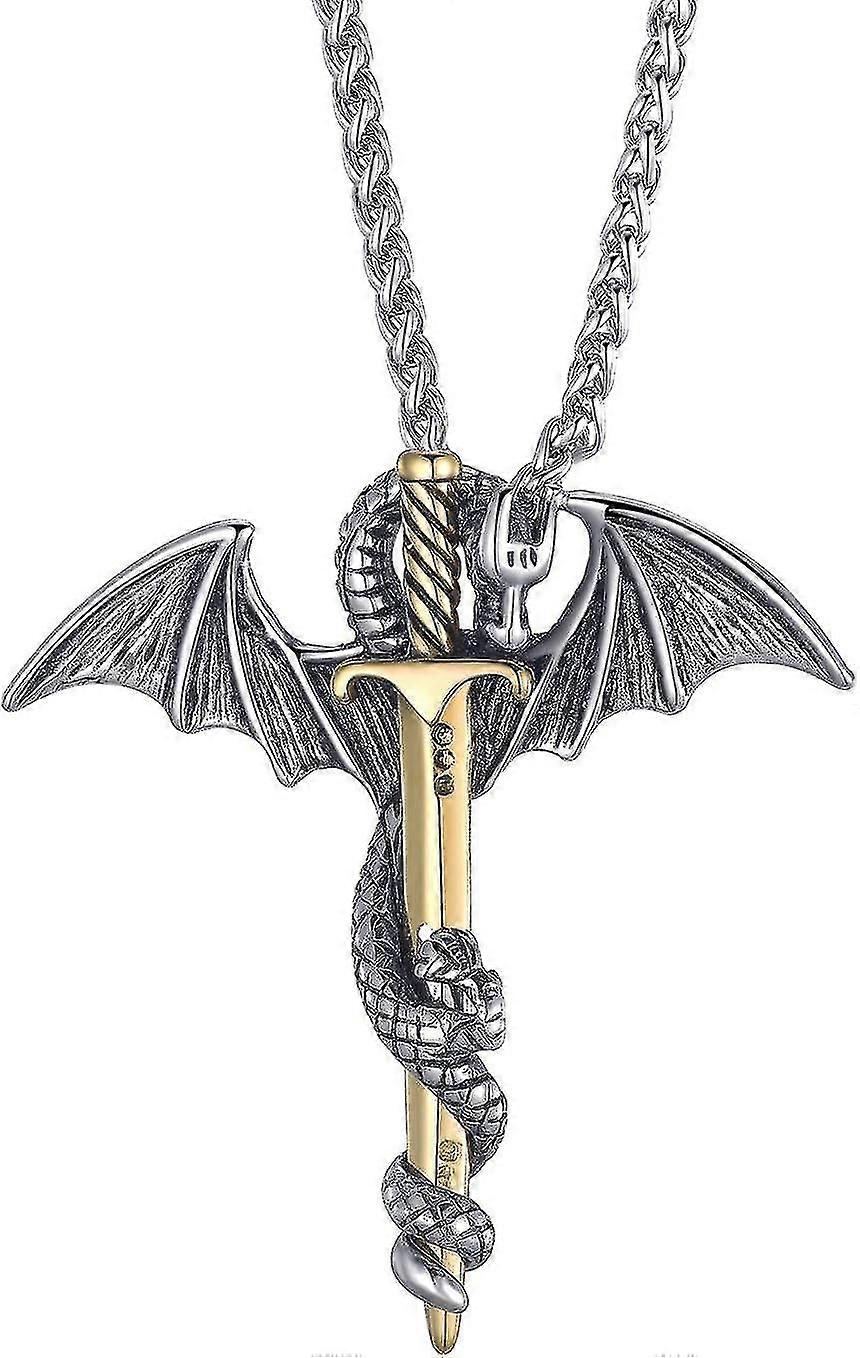 Espada Dragão Colar Para Homens E Meninos 24 polegadas Stainless Steel Link Chain