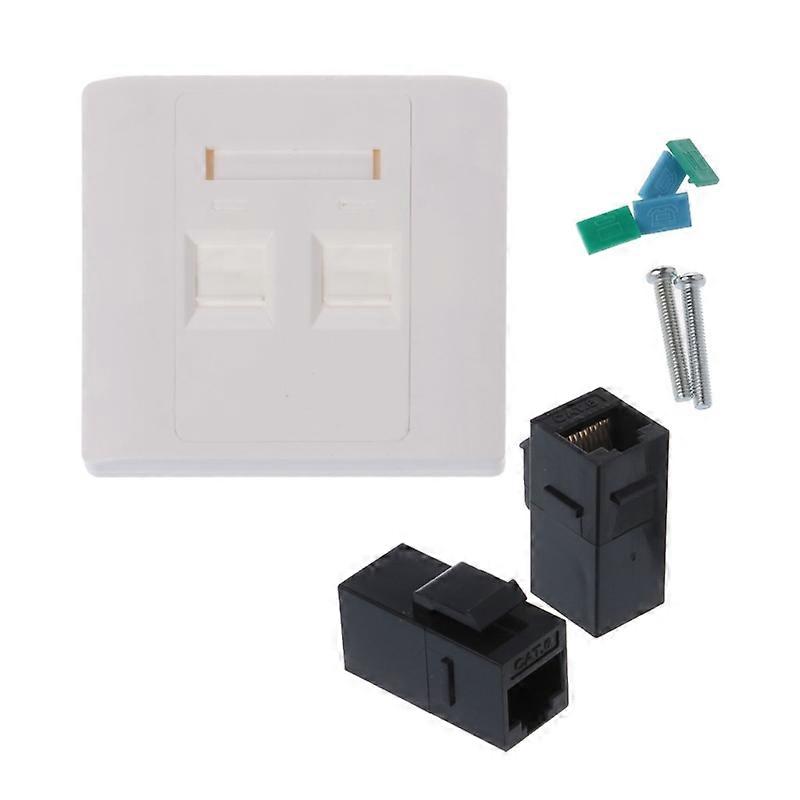Placa de pared de red RJ45 de 2 puertos con conector hembra a hembra