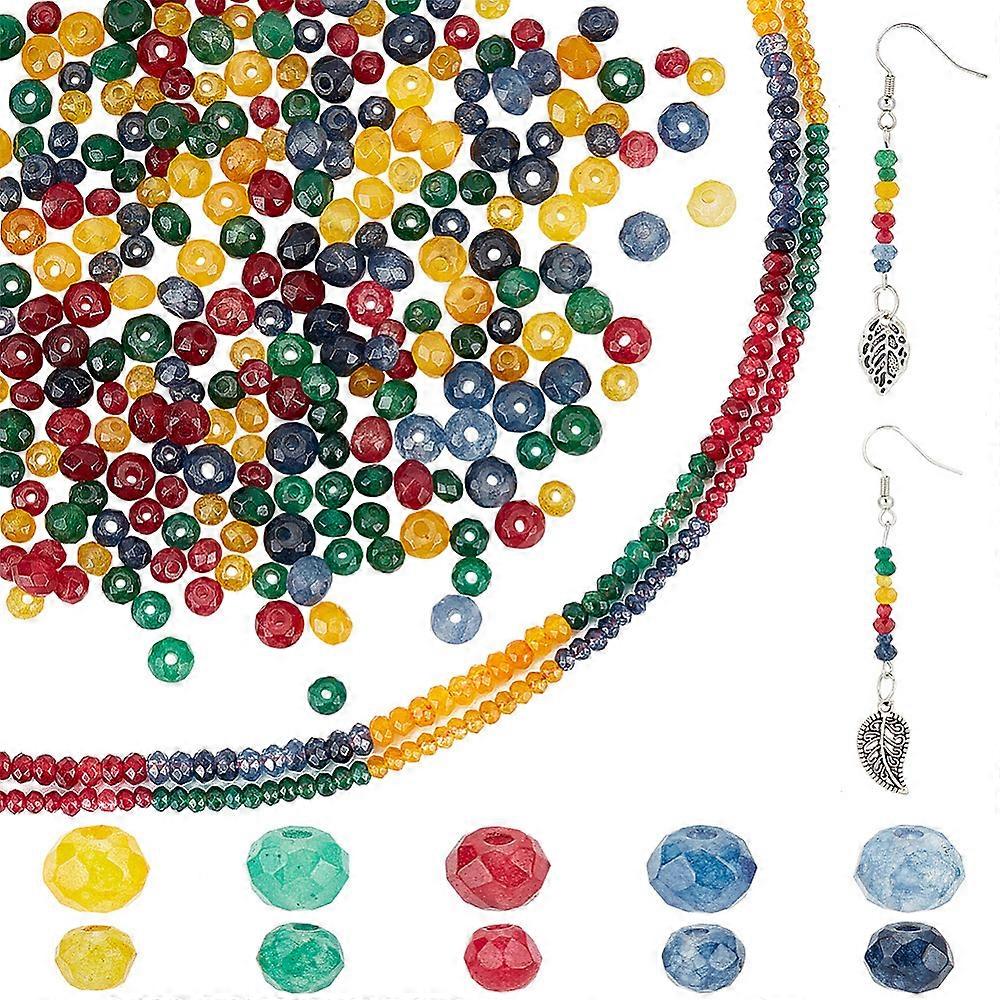 2 Strands 2 Styles Natural Chalcedony Beads Strands Dyed Faceted Rondelle 3.5~4x2~3mm Hole: 0.8~1mm 1 strand/style