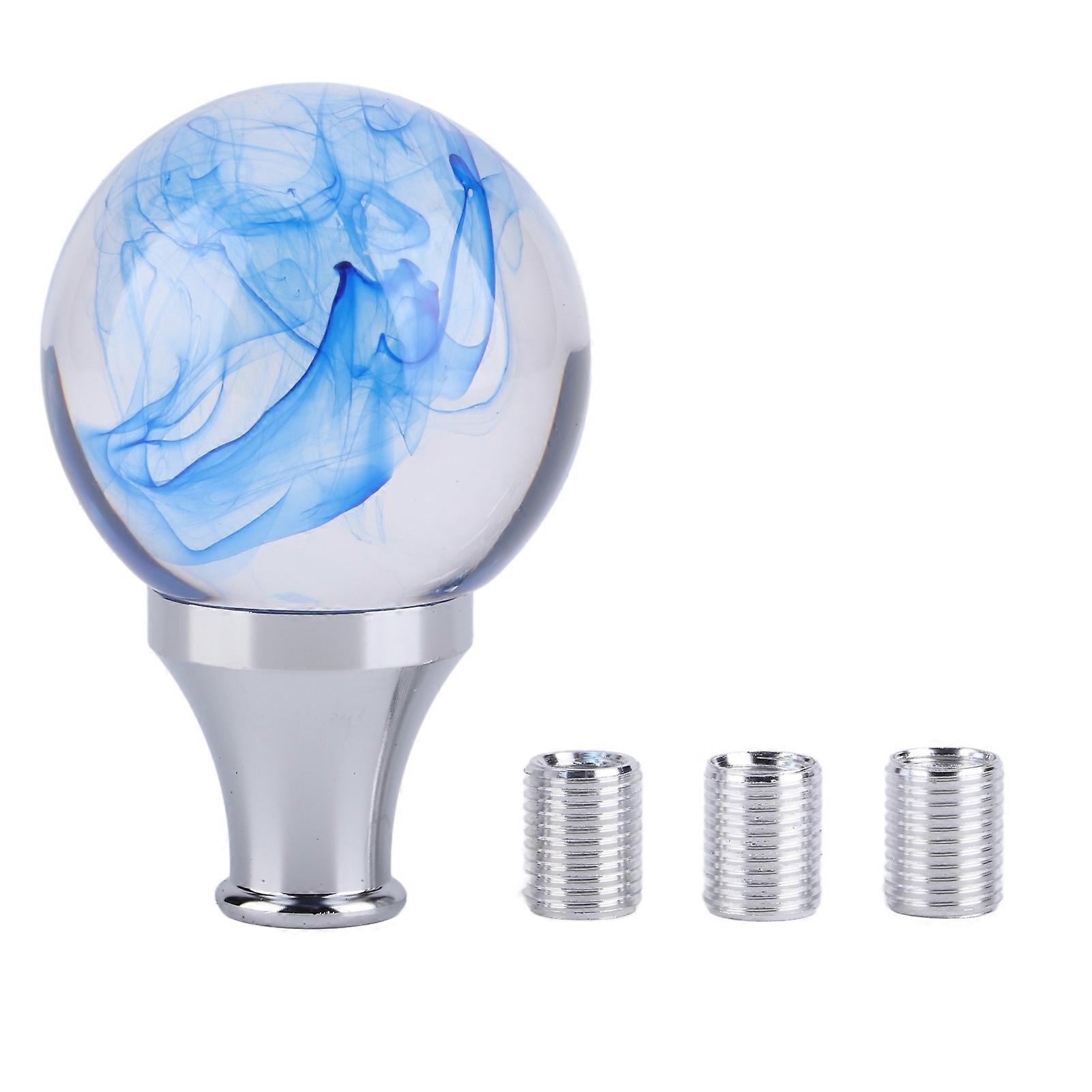 JDM Style Gear Shift Knob with 3 Adapters Round Ball Shape Shifter Head for Manual Automatic Transmission Vehicles Blue