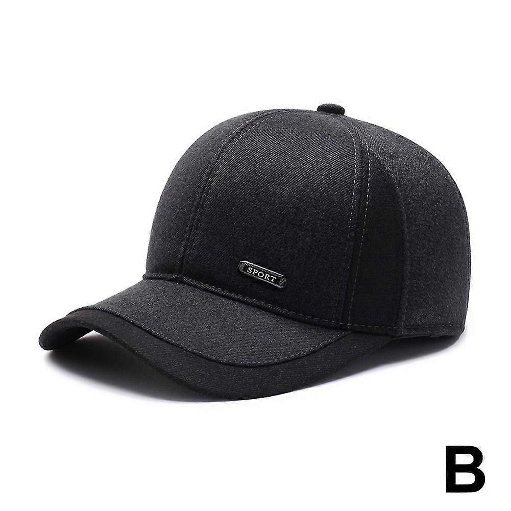 Menn Vinter Baseball Cap Med Øreklaffer Varm Bomull Snapback Cap Hat Plain