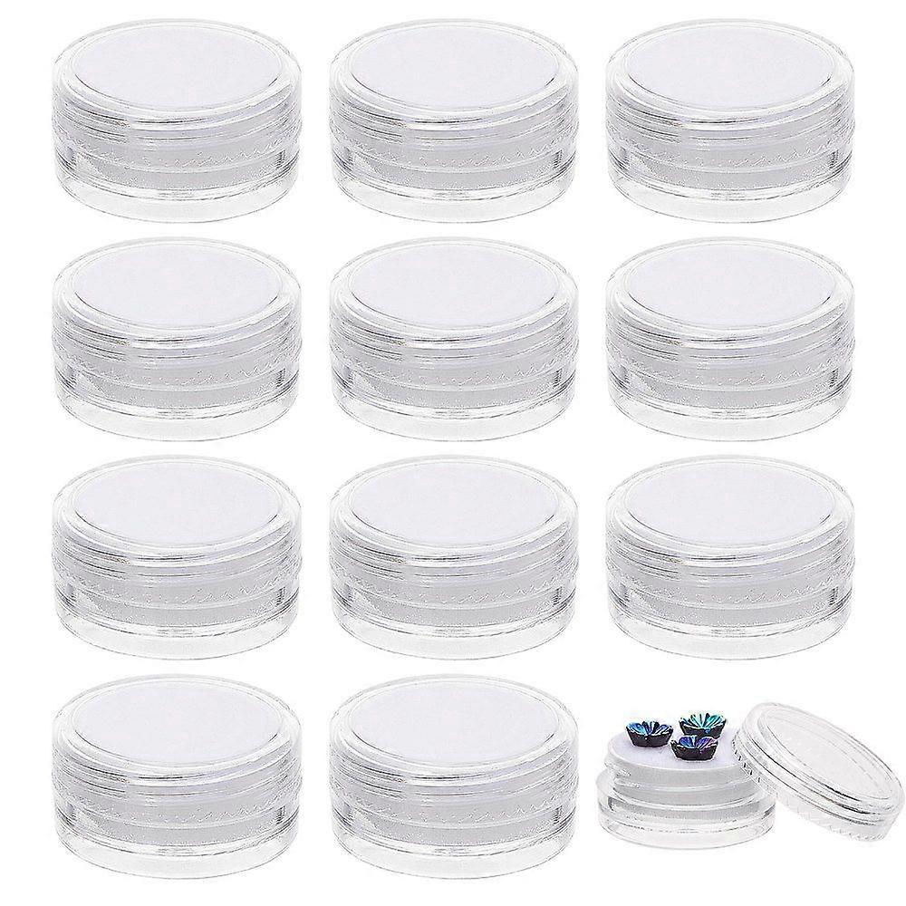 12Pcs Mini Round Stone Box Small Loose Diamond Gemstone Display Case White Plastic Loose Diamond Boxes with Clear Top Lids and Sponge 1.20.6 Inch