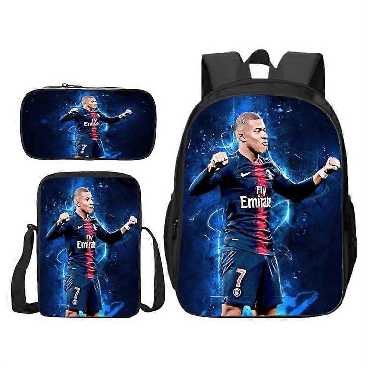3 יחידות/סט כדורגל סופרסטאר Mbappe תרמיל ילדים תיק בית ספר נסיעות מחברת תיקים למחשב נייד לילדים סטודנטים