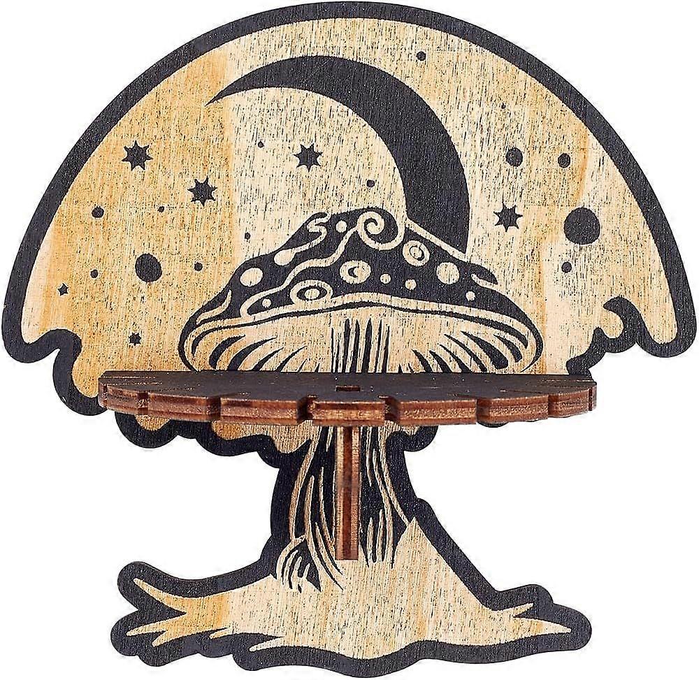 Crystal Shelf Display Wooden Wall Crystal Shelf Mushroom Moon Floating Shelves Dowsing Pendulum Holder Stand Rustic Witchy Stuff Storage for Hanging S