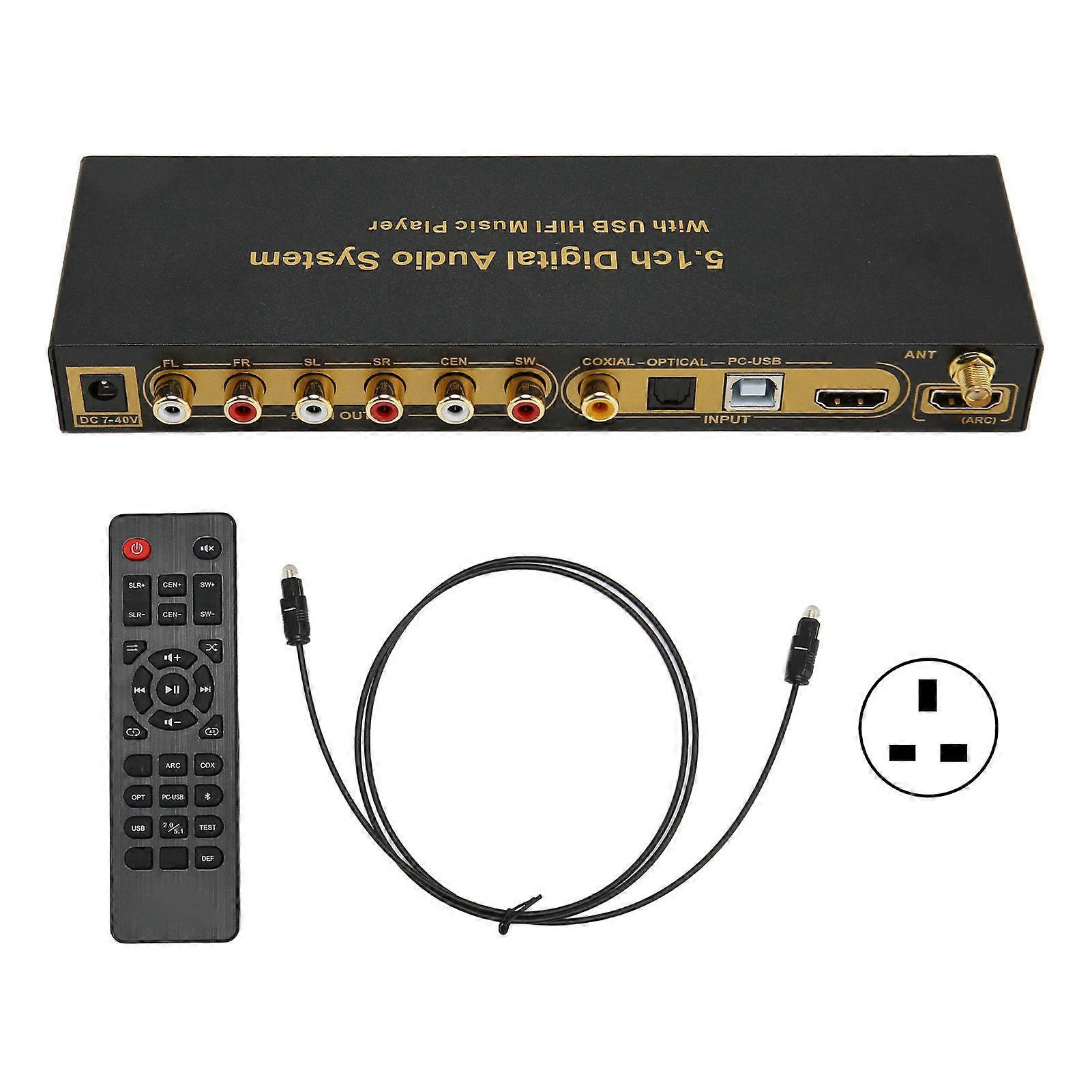 HD Multimedia Interface 5.1CH Sound Decoder HD Multimedia Interface Digital Sound Extractor Converter 100240V UK Plug