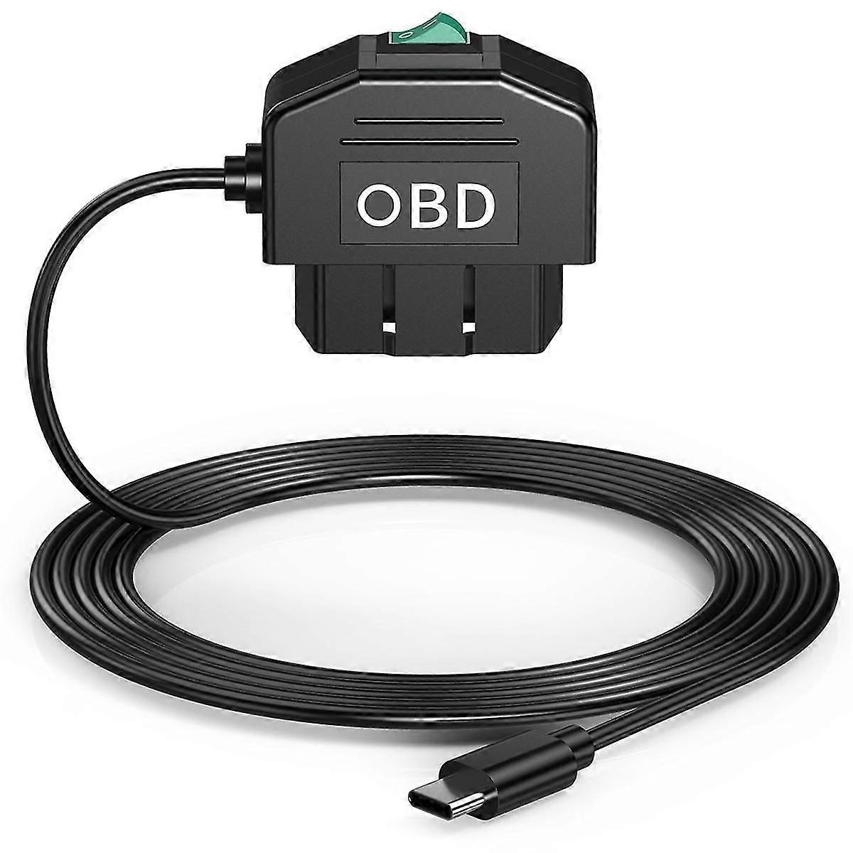 Dash Cam OBD Hardwire Kit, Dash Camera USB Type C Hardwire Kit with OBD Power Cable for Dashcam 12--In stock