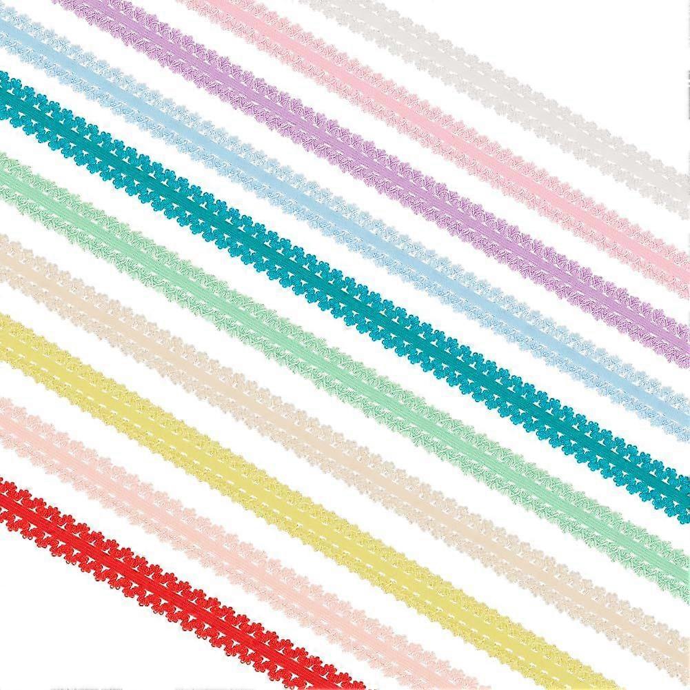 10Pcs 20 Yards Multicolor Elastic Lace Trim 3/4" Soft Frilly Elastic Trim Double Edge Picot Loop Elastic Stretch Ribbon for Lingerie Garment Accessori