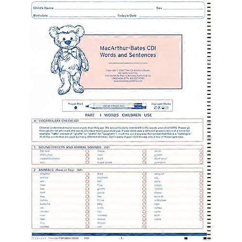 Macarthur Communicative Development Inventories (Cdi) : Words and Sentences, Ncs Scannable