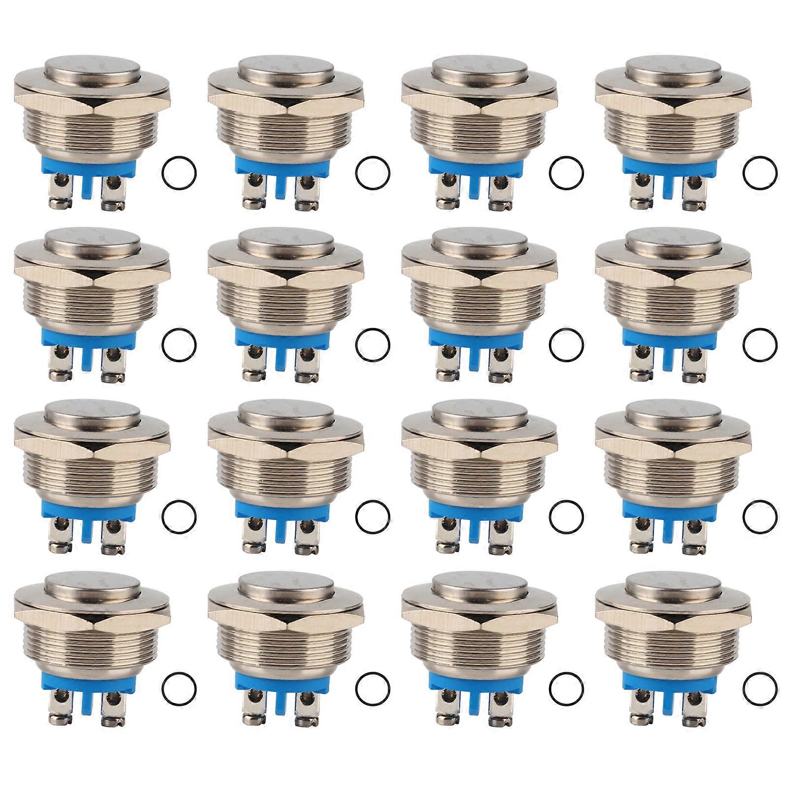 20pcs 22mm Metal Waterproof Momentary Push Button Switch Auto Reset High Head 2-Pin