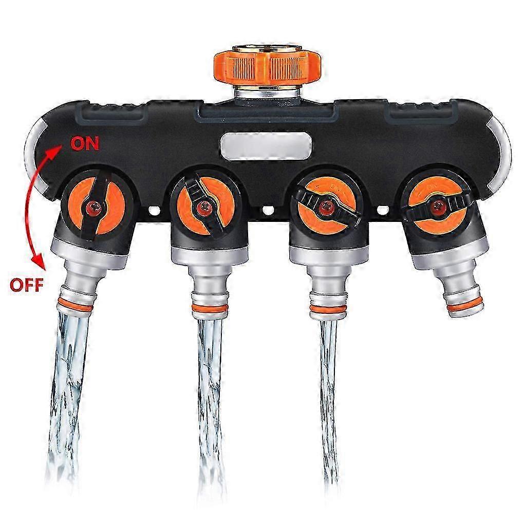Garden Hose Splitter 4 Way Rubberized Tap Hose Connectors Water Distributor