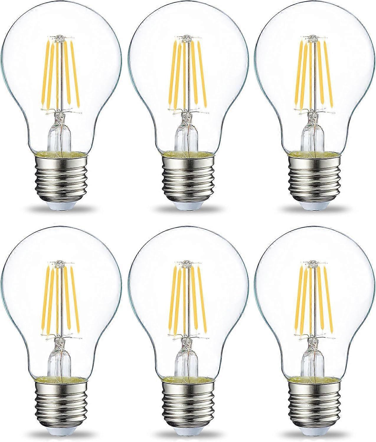 E27 Edison LED Bulb, 4W (40W Equivalent), Clear Filament, Non-Dimmable, Pack of 6