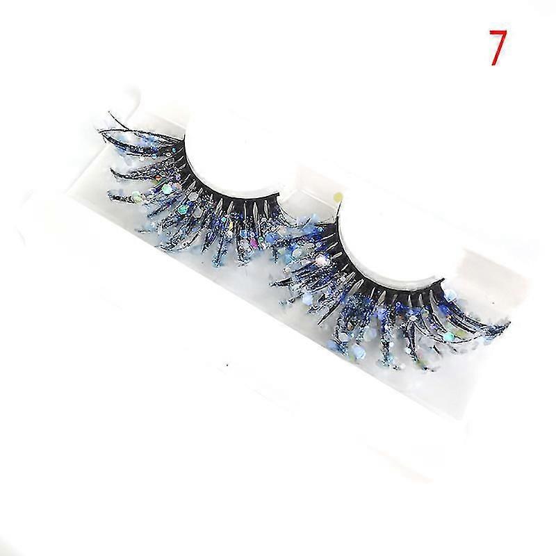 1 Pair 25mm 3d Glitter Sequin False Lashes Color Luminous Thick Eyelashes