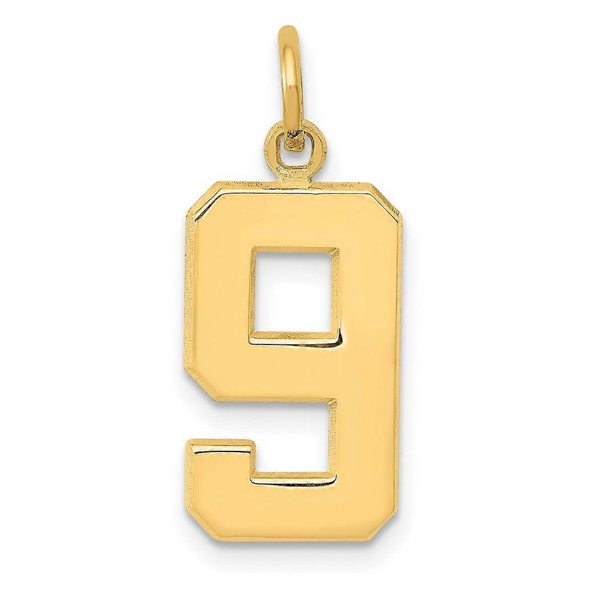 14k Yellow Gold Solid Medium Polished Sport game Number Charm 23x9.3mm Pendant Necklace for Women
