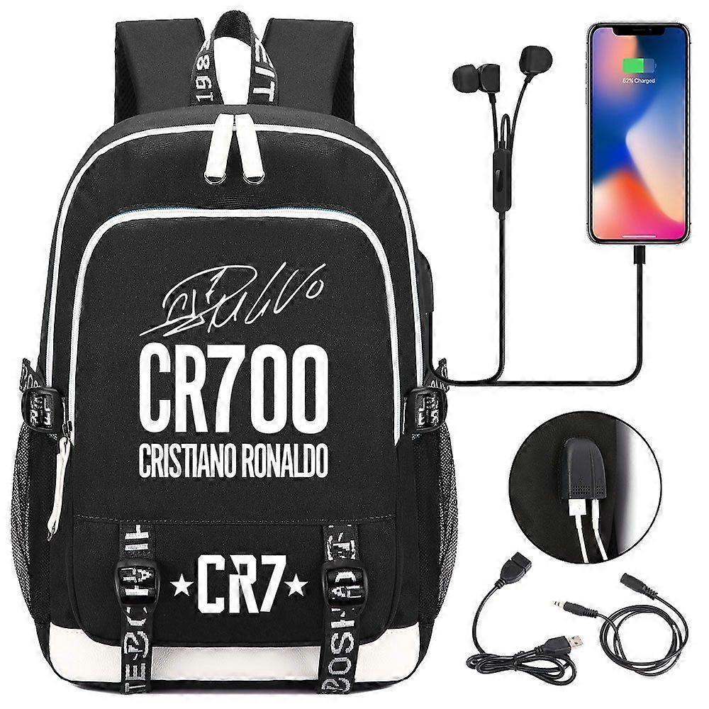 2023 Cr7 키즈 방수 스쿨백 Usb 노트북 배낭 남녀 공용 여행 가방 학생 가방