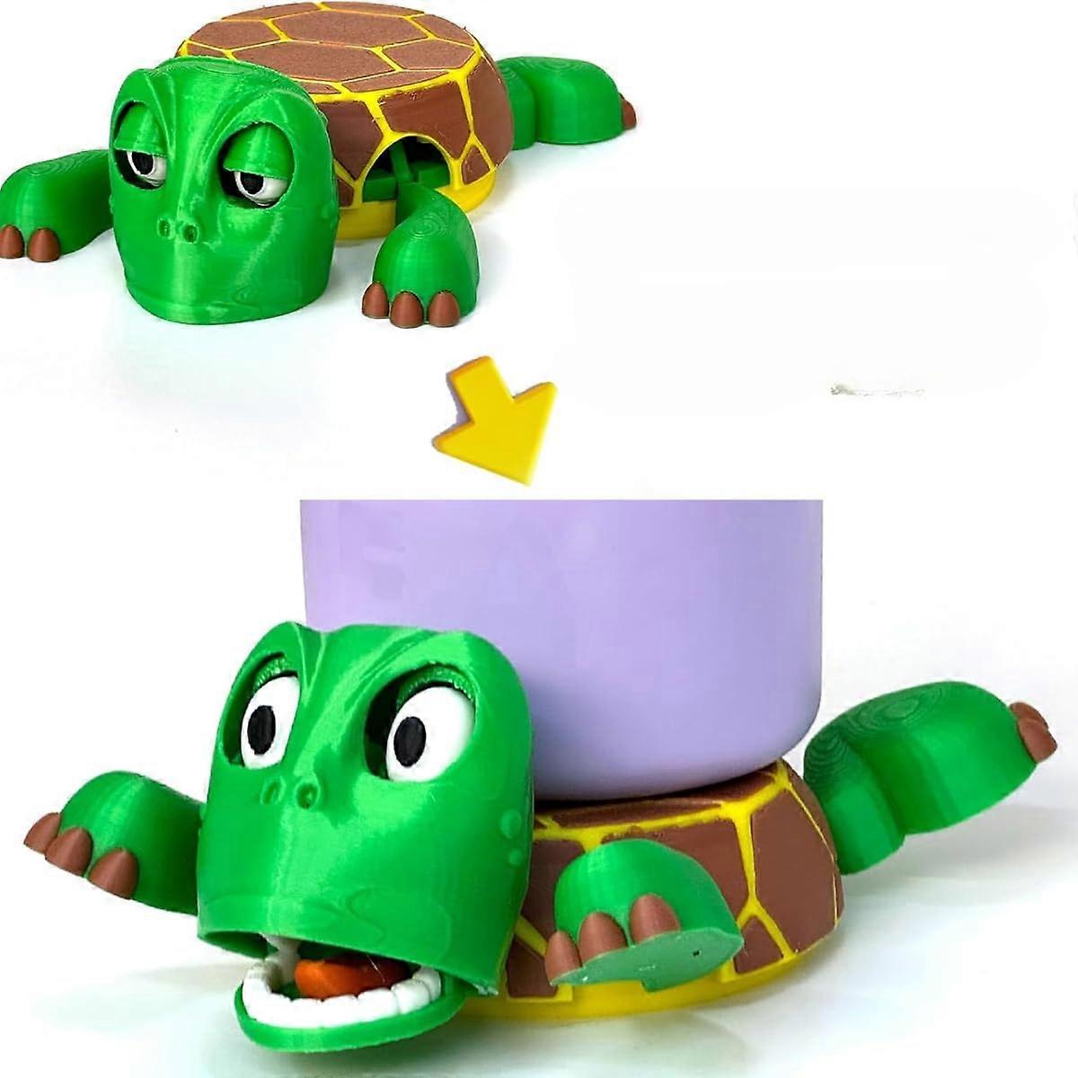 3D Printed Turtle Coasters with Funny Expressions & Liftable Limbs, Animal Cup Holder Office Placemat, Unique Gag Gift for Turtle Lovers