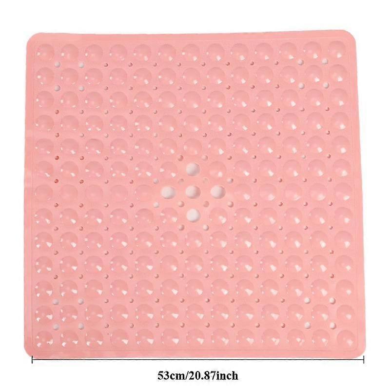 Square bath mat, non-slip bath mat with Suction Cup, bath mat, drain hole, machine washable