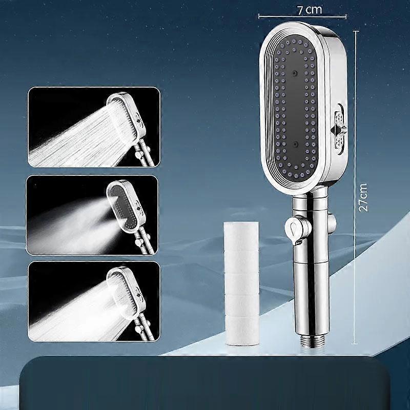 3 In 1 High Pressure Shower Head with Filter Adjustable Power Shower Head High Shower Head Water Saving  One-key Stop Water