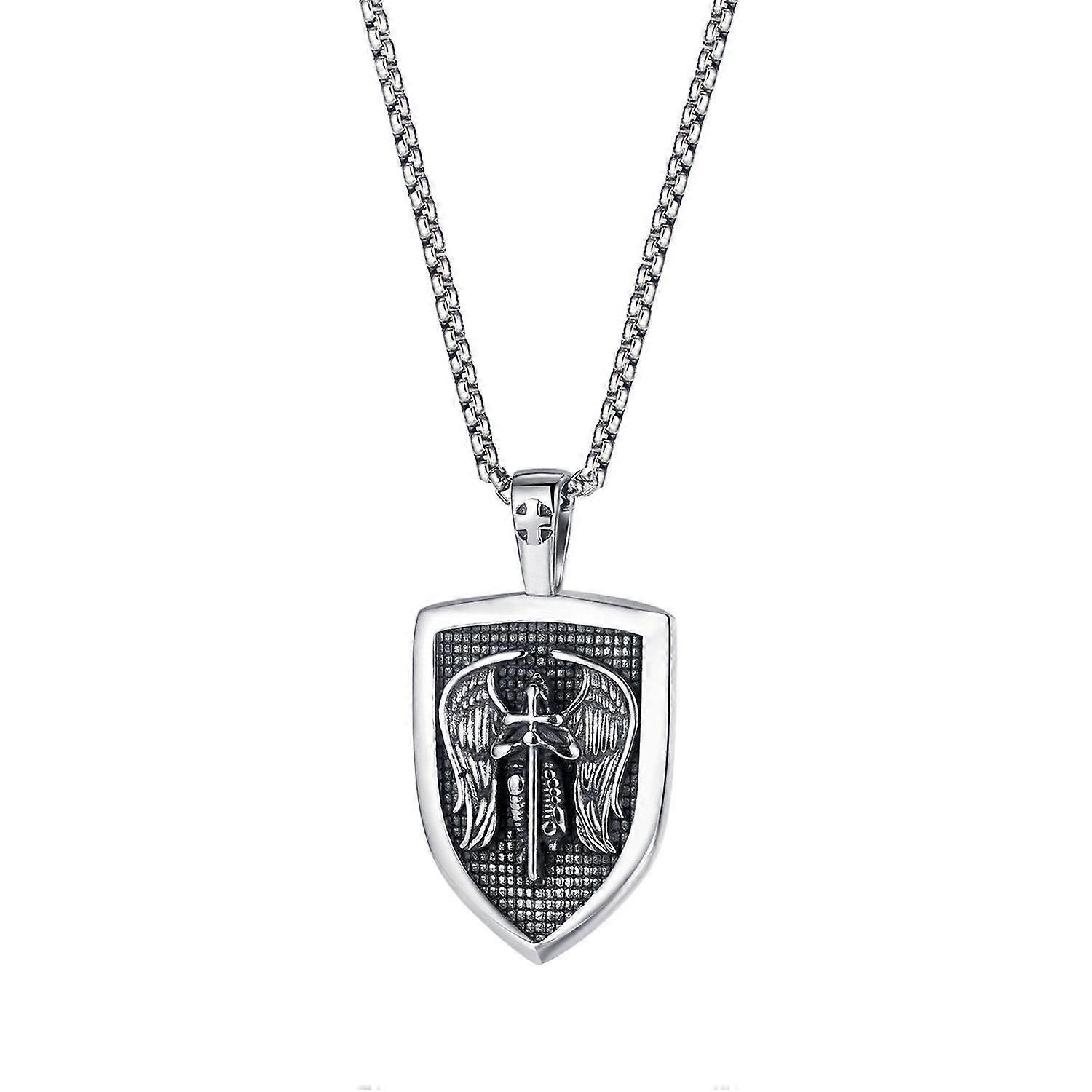 OPK Retro Shield Pendant Necklace