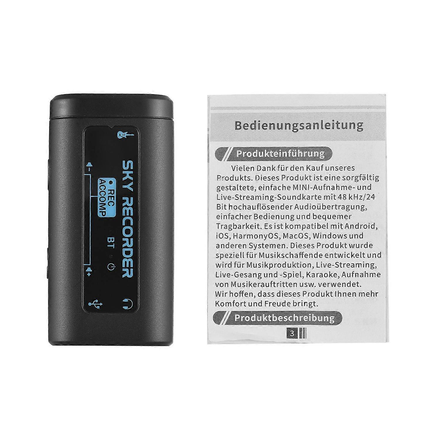 Audio Interface Portable Mini Recording Sound Card BT Accompaniment Lightweight Type-C Power Supply
