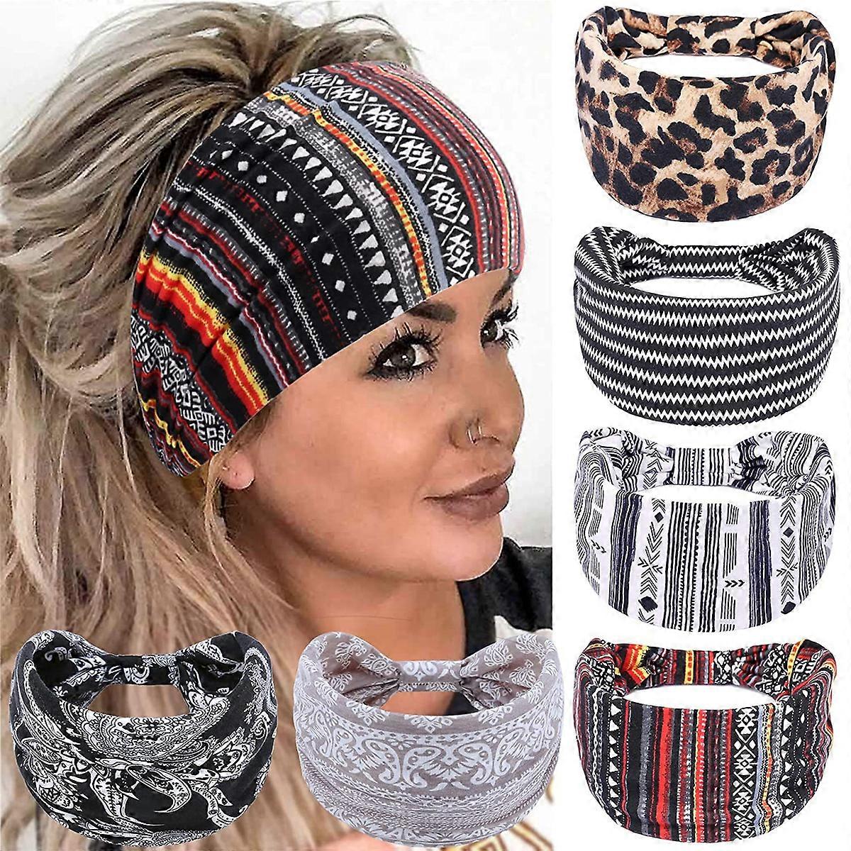 Elastic Head Scarf for Women, Multi-Wear Styles Wide Turban Breathable and Soft Non-Slip Stay in Place Adjustable Width Knot on Top or Back of Head