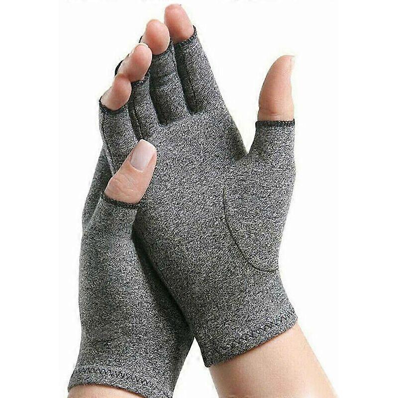 Flexible Breathable Fabric Gloves, Mild Compression for Enhanced Blood Flow and Comfortable Wear, Half Finger Design for Dexterity (Arthritis Relief)