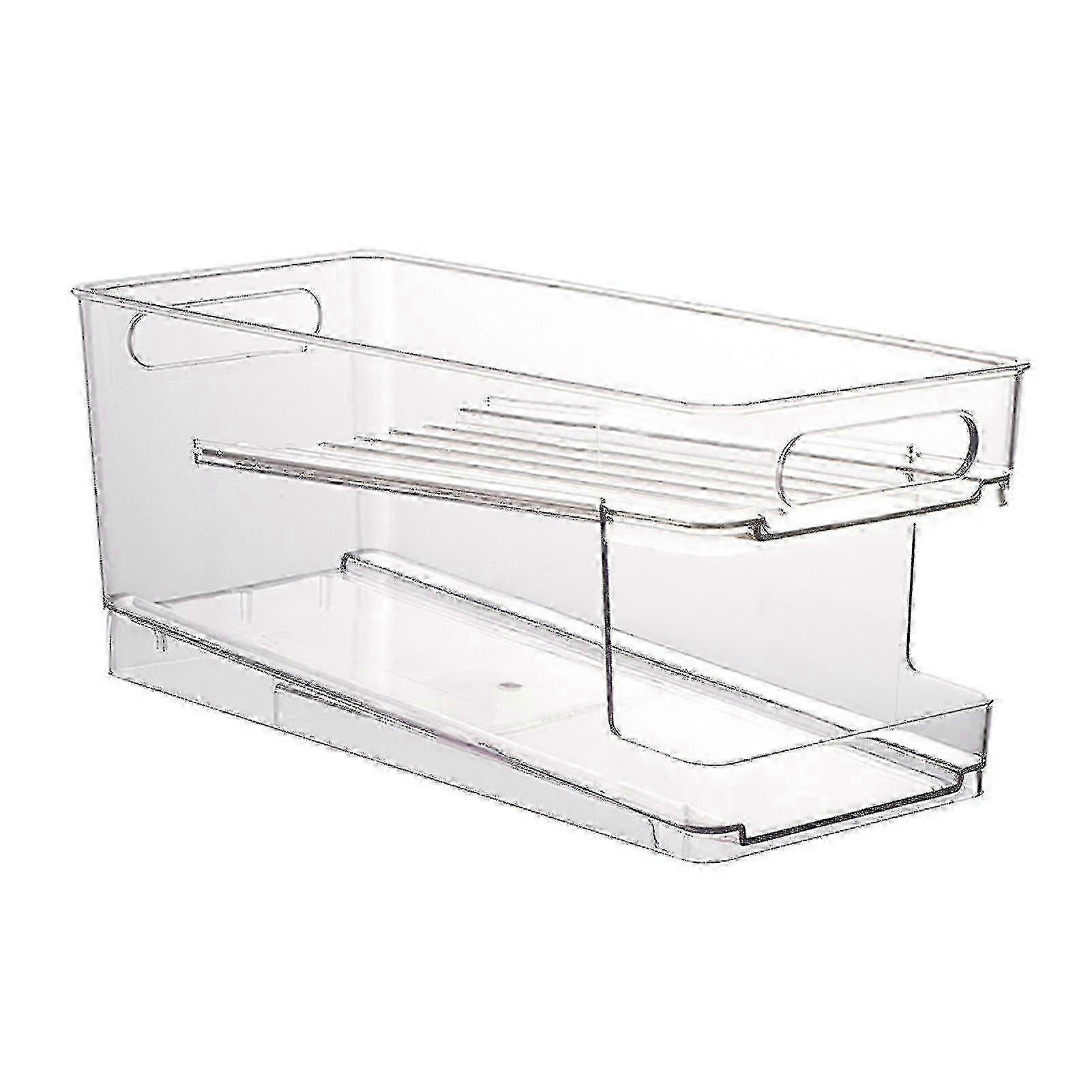 Fridge Rack Double Layers Large Capacity Plastic Beer Cans Fridge Holder Rack For Household