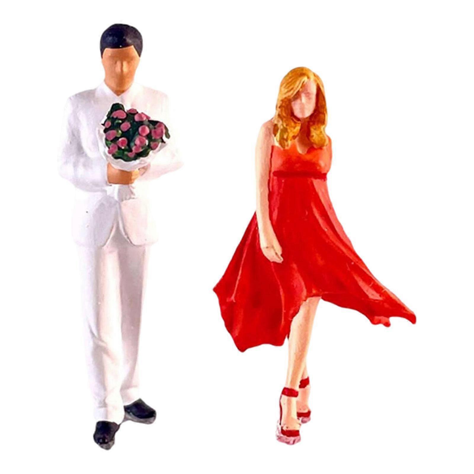 1/64 People Figures Mini Wedding Couple Figures for Sand Table Layout Layout