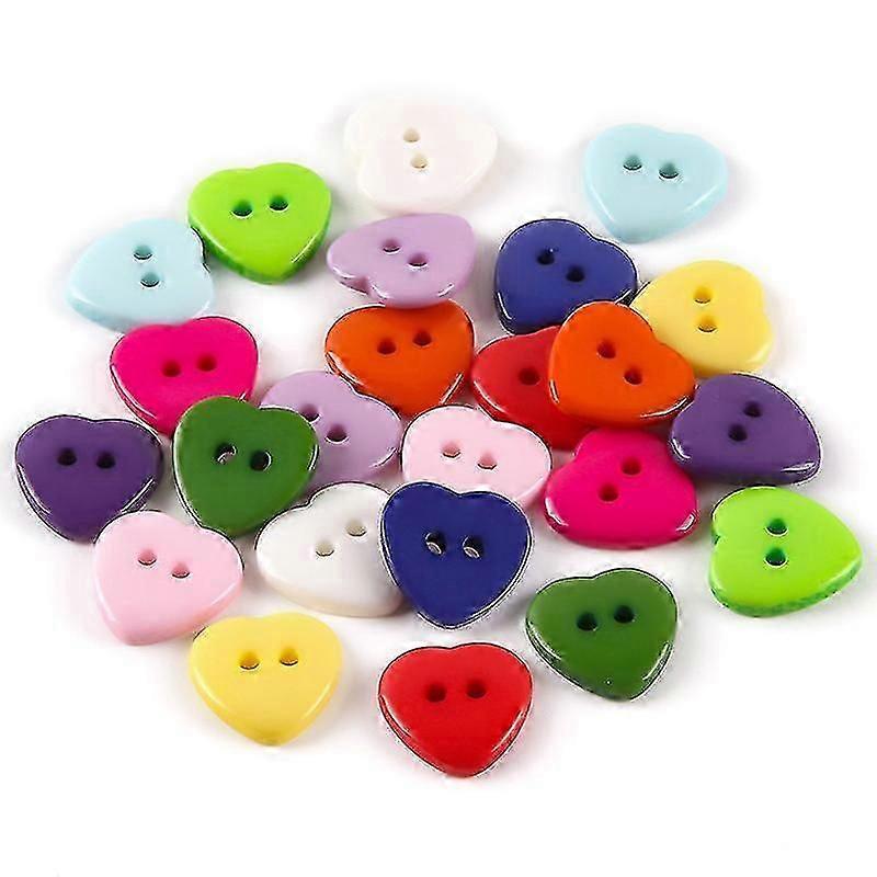 100 Pieces 2 Holes Buttons Heart Shaped Buttons Resin Sewing Buttons Mixed Buttons For Sewing Diy Crafting Projects Decoration 1.5cm