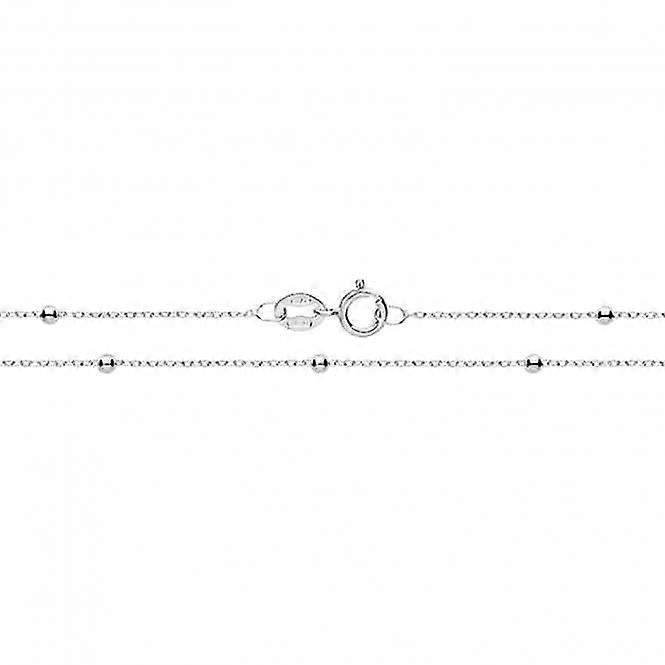 9ct White Gold Flat Trace and Bead Chain