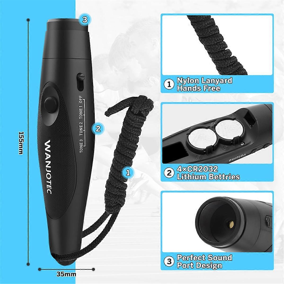 Handheld Electronic Whistles with Lanyard Black