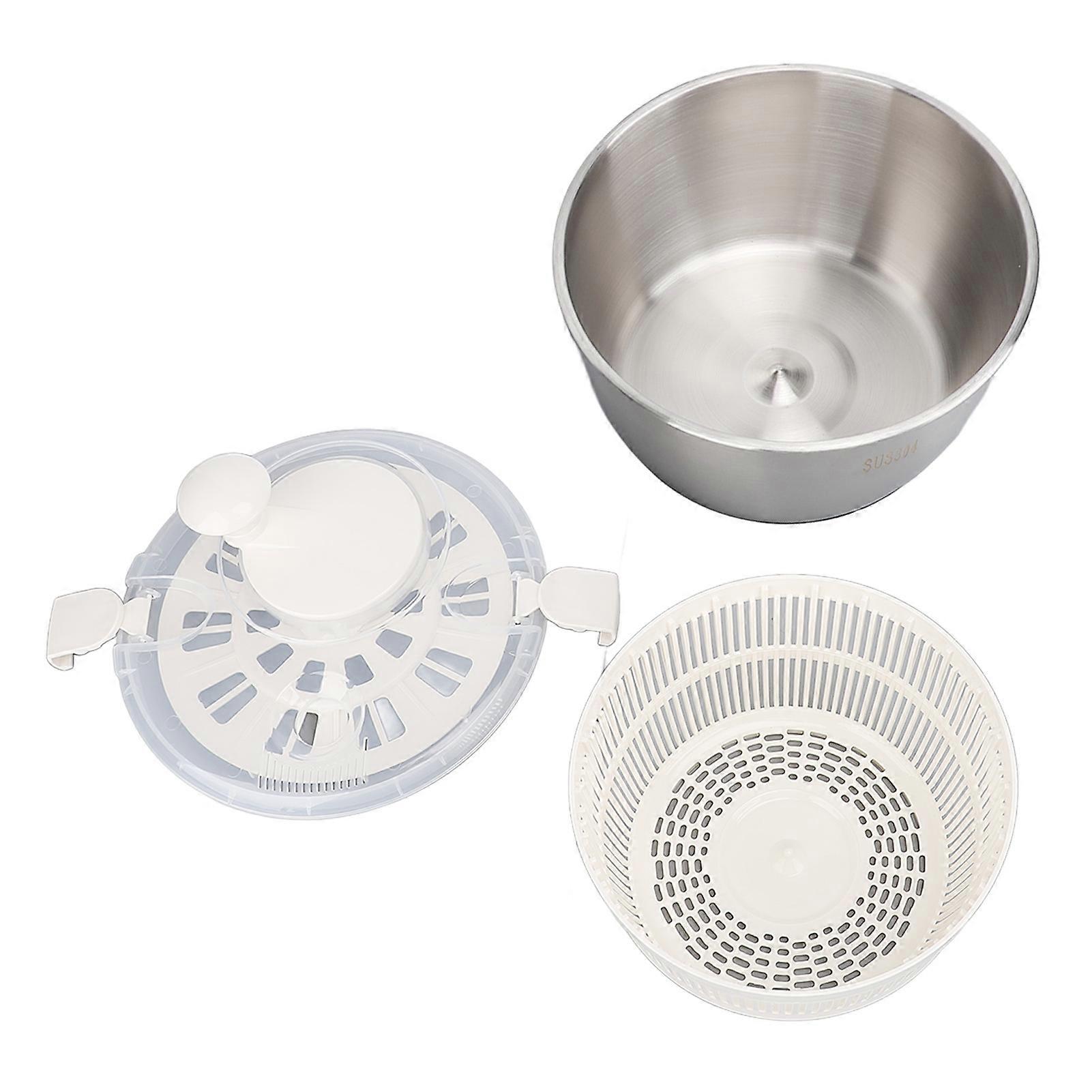 Stainless Steel Salad Spinner 5L Multifunctional Lettuce Spinner Vegetable Dryer with Lid Drain Bowl Colander for Home Kitchen