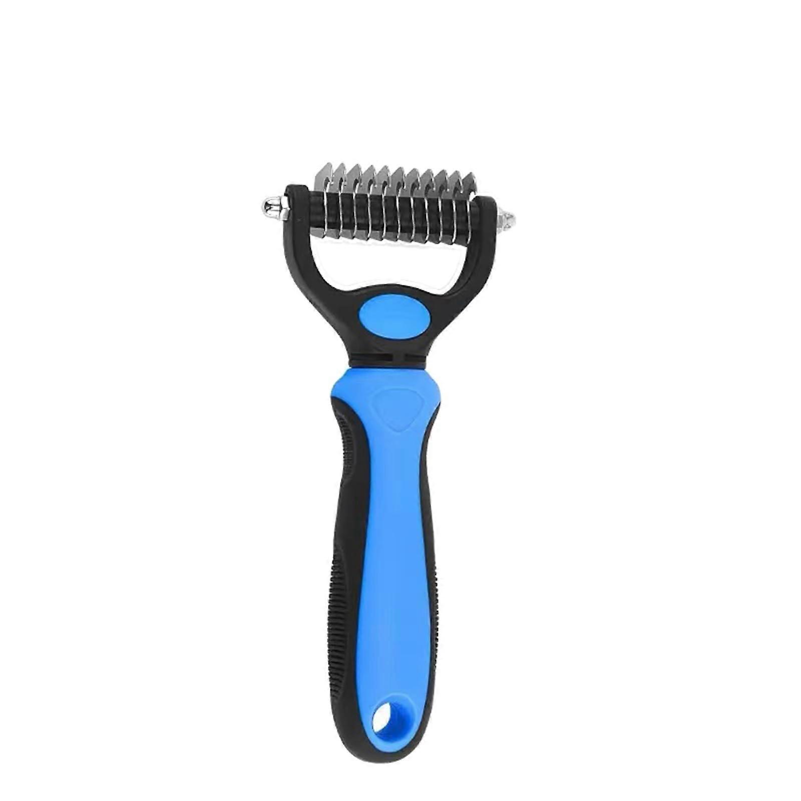 Cat comb for hair loss, small dog lower feather combs, comb for long hairy cats, 11 teeth (blue)