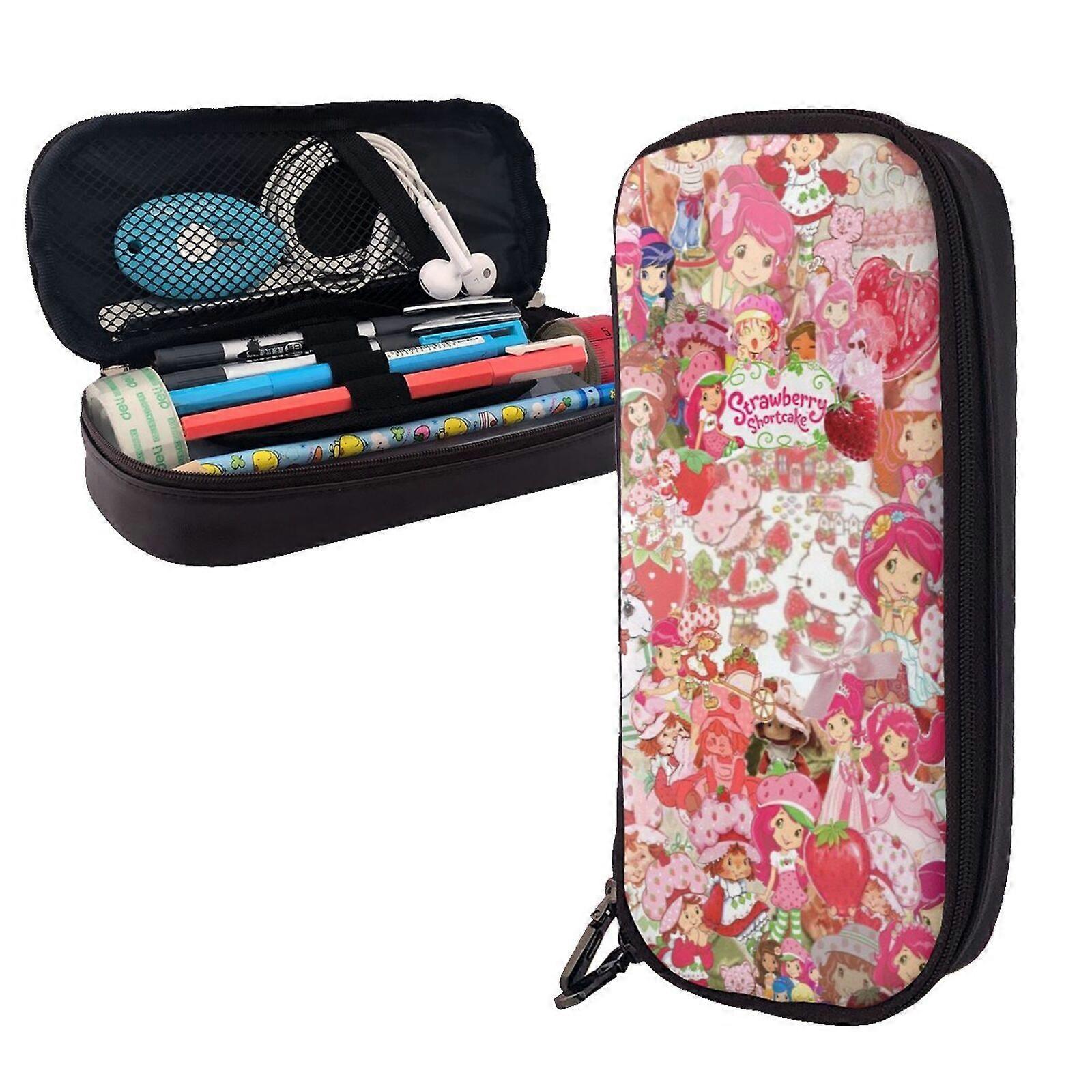 o150 Strawberry Shortcake Pencil Case Elegant PU Leather Pen Bag