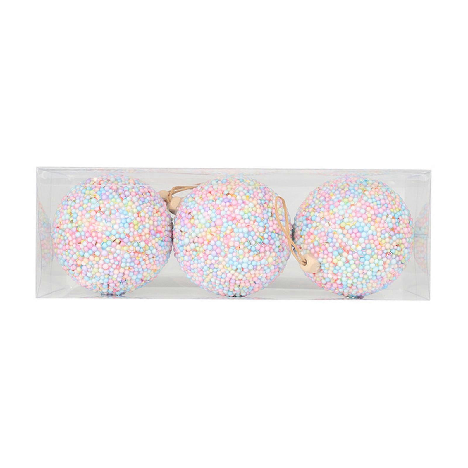 Pack of 3 Stylish Macaron Color Foam Sphere Christmas Tree Hanging Adornment For Various Decorative Styles And Setting